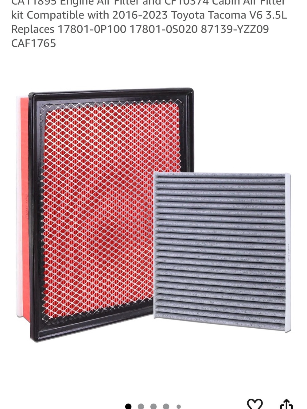 Red Engine and Gray Cabin Air Filter Kit - Compatible Home Other